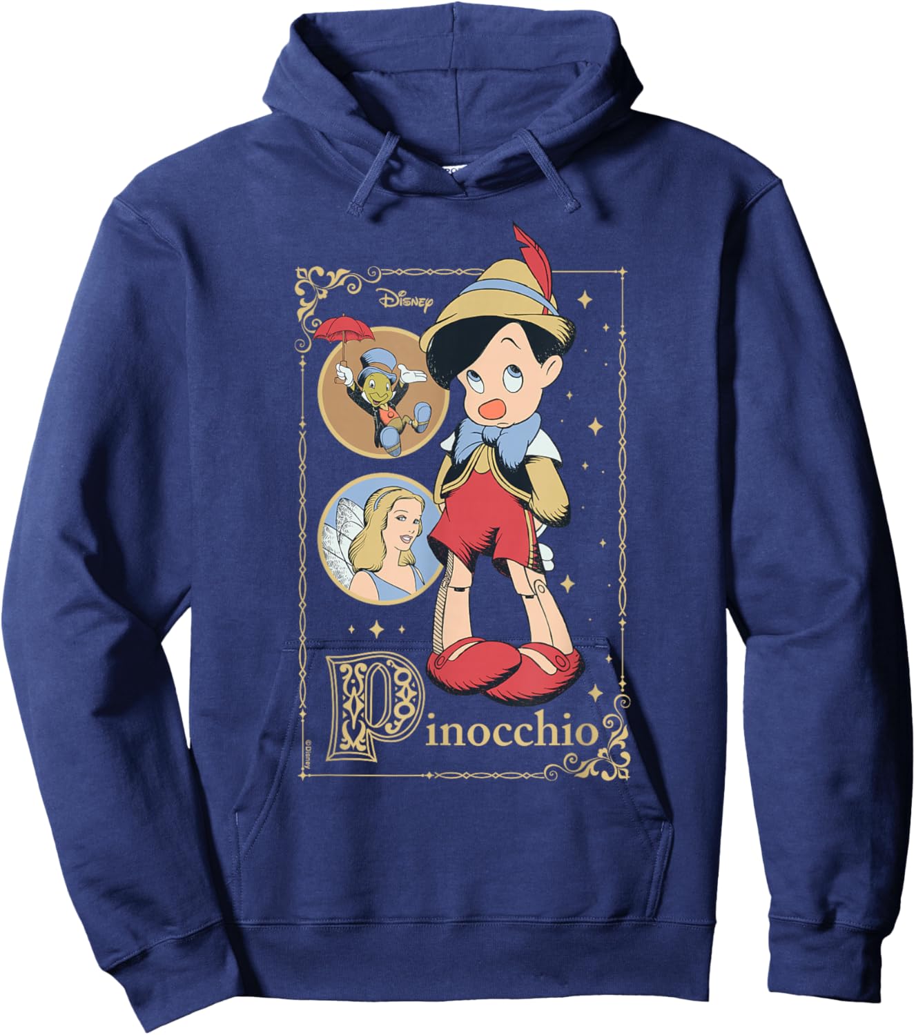 Pinocchio - Jiminy Cricket Blue Fairy Group Hoodie - Hoodie | Navy