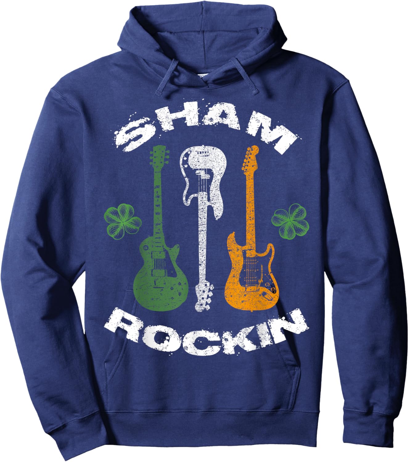 Sham Rocking Shamrock Guitar Music Lover St.Patrick's Day Hoodie - Hoodie | Navy