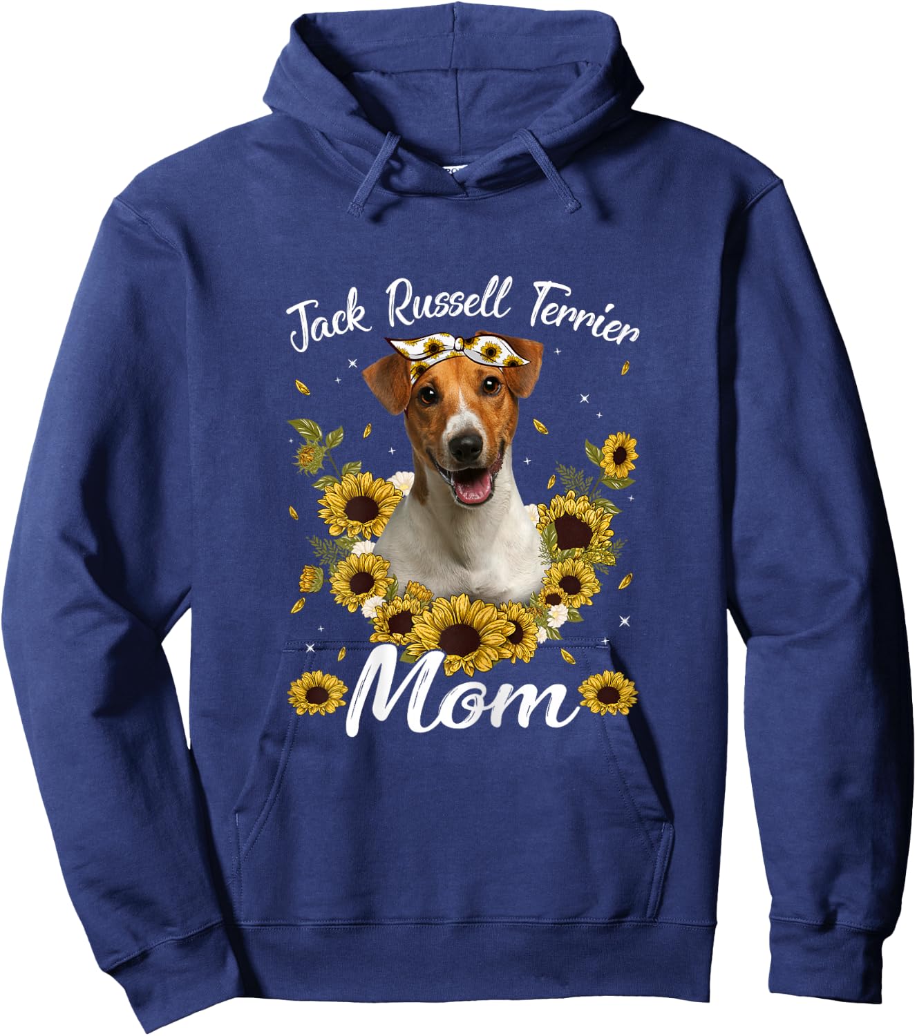 Cute Jack Russell Terrier Mom Sunflower Dog Mom Mother's Day Hoodie - Hoodie | Navy