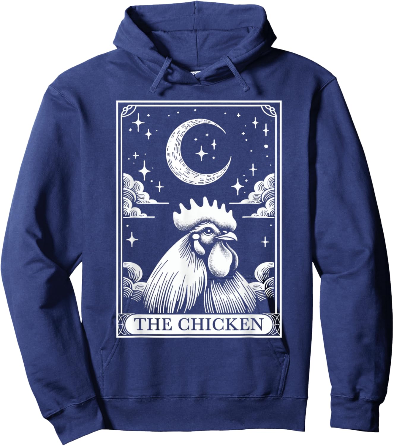 Tarot Card Vintage Crescent Moon Chicken Farm Animal Lovers Hoodie - Hoodie | Navy