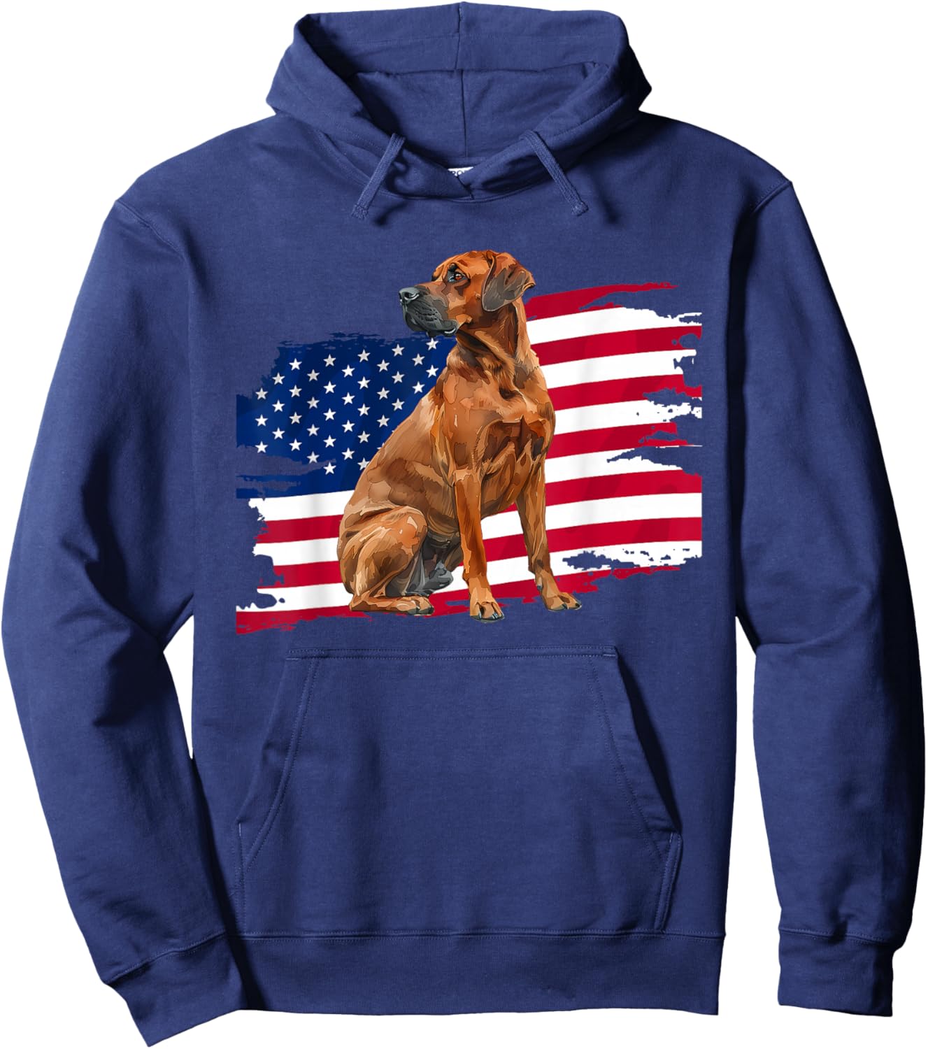 USA Flag 4th Patriotic Rhodesian Ridgeback Lover Hoodie - Hoodie | Navy