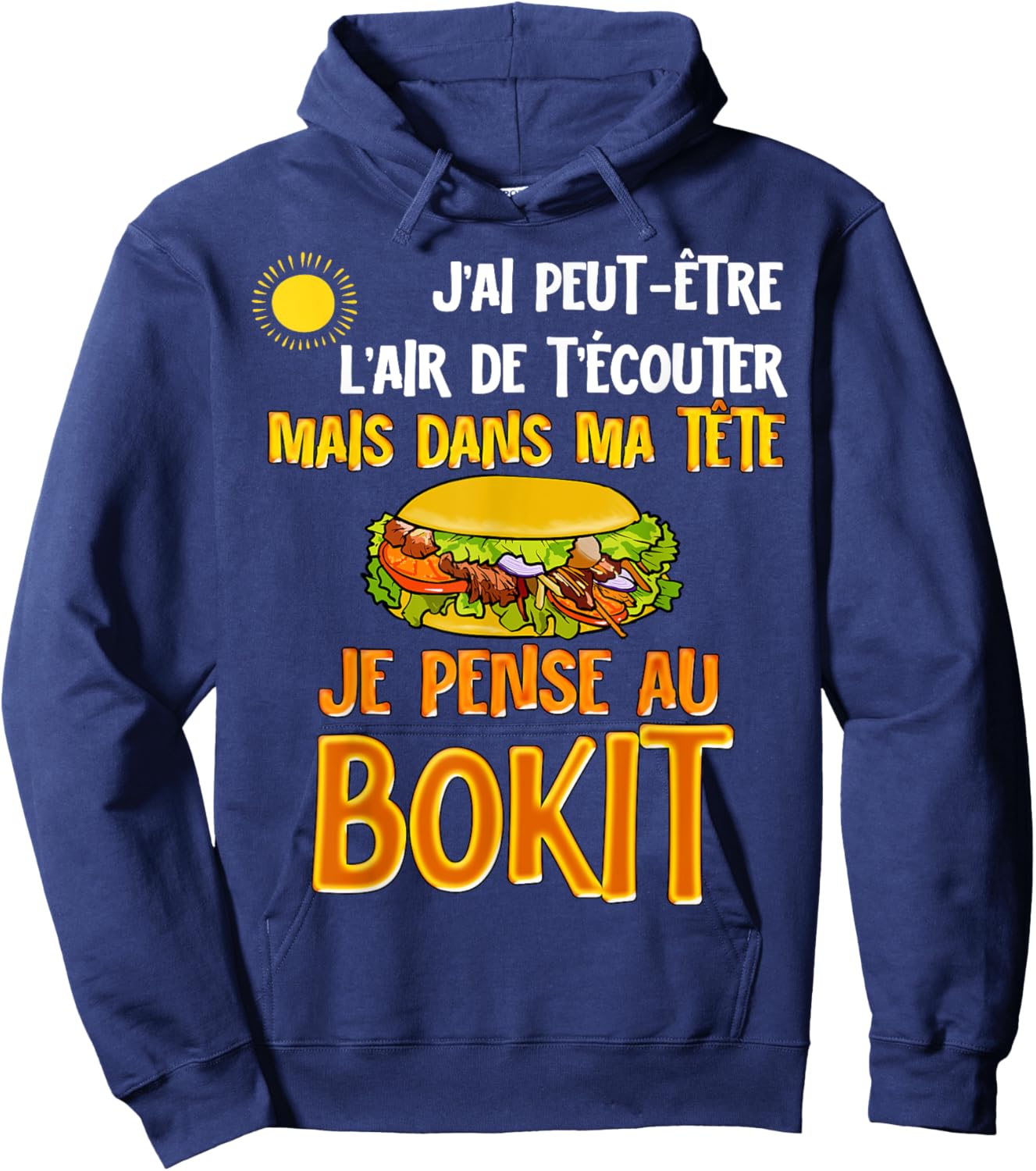 Guadeloupe Bokit Cuisine Antilles Humour Travel Tropical , Black, S Hoodie - Hoodie | Navy