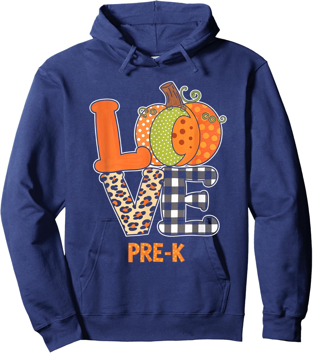 Love Pre-K Pumpkin Teacher Fall Kids Thanksgiving Hoodie - Hoodie | Navy