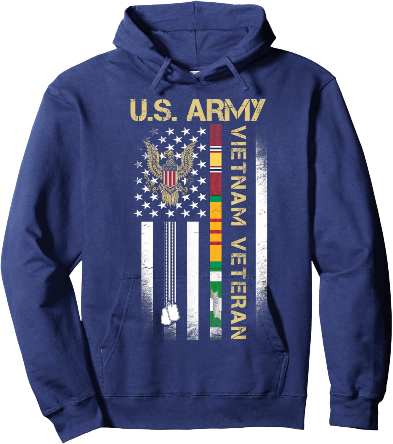 US Army Vietnam Veteran USA Flag Shirt, Veteran Vietnam Army Hoodie - Hoodie | Navy