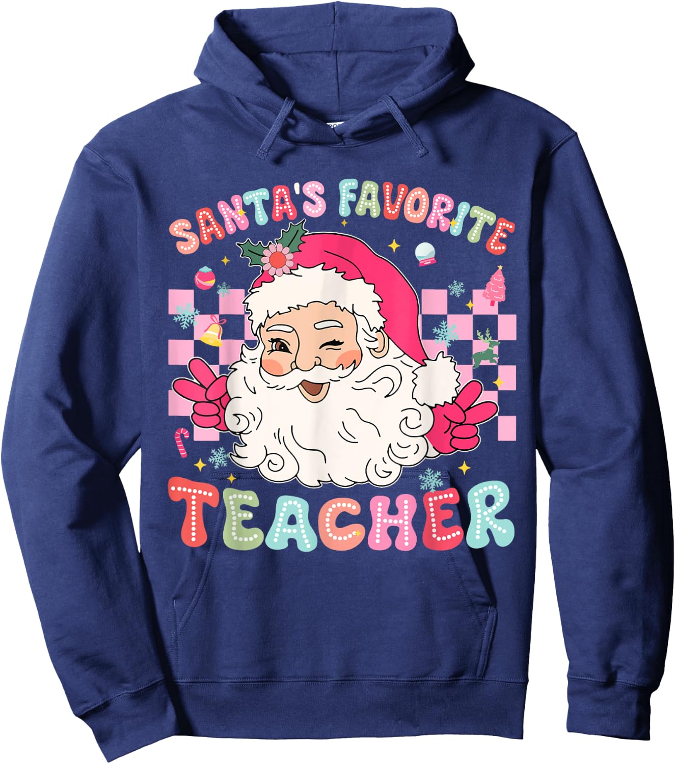 Santa Favorite Teacher Shirt Teacher Christmas Hoodie - Hoodie | Navy