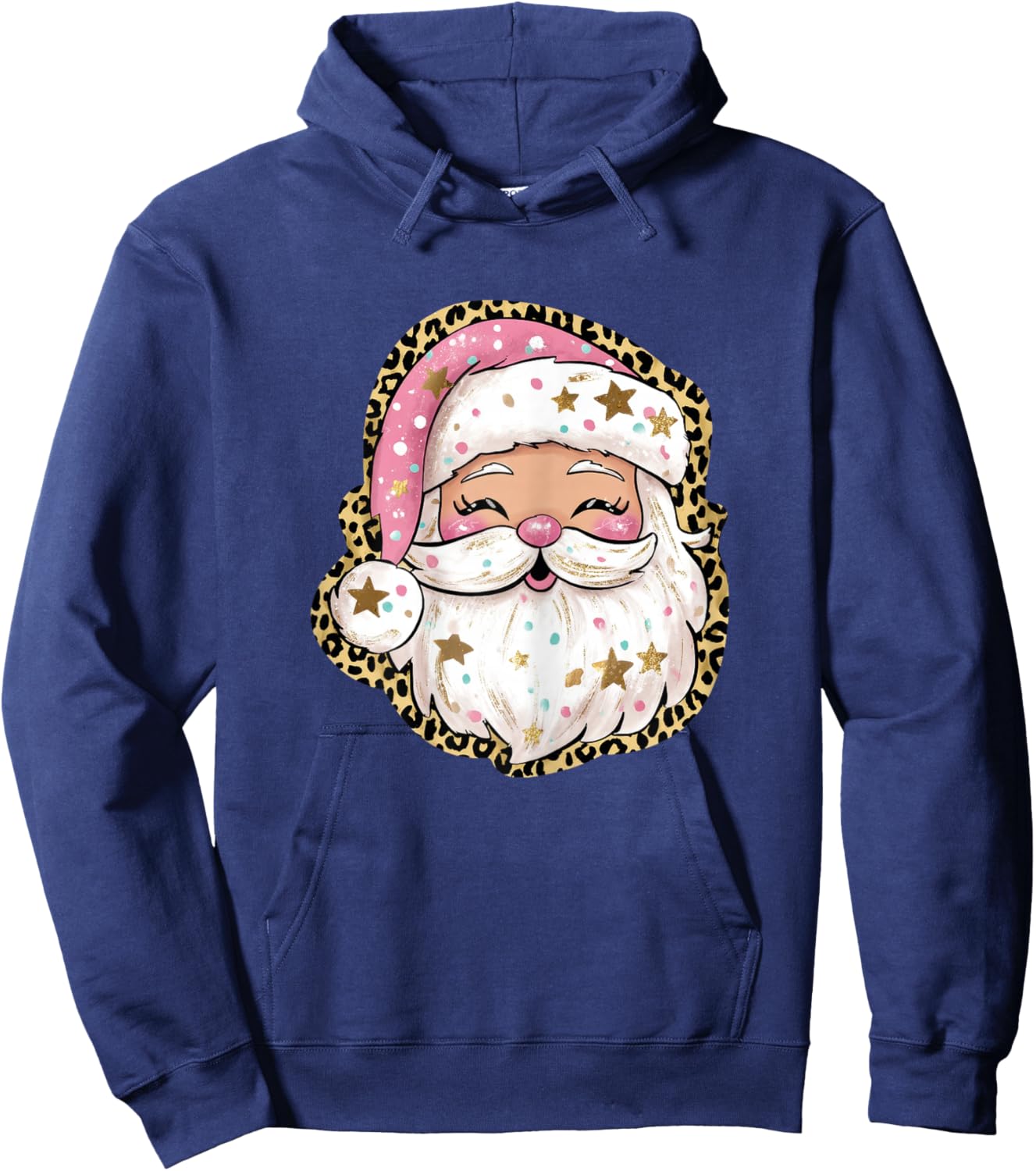 Pink Preppy Santa Christmas Pajama Graphic Hoodie - Hoodie | Navy