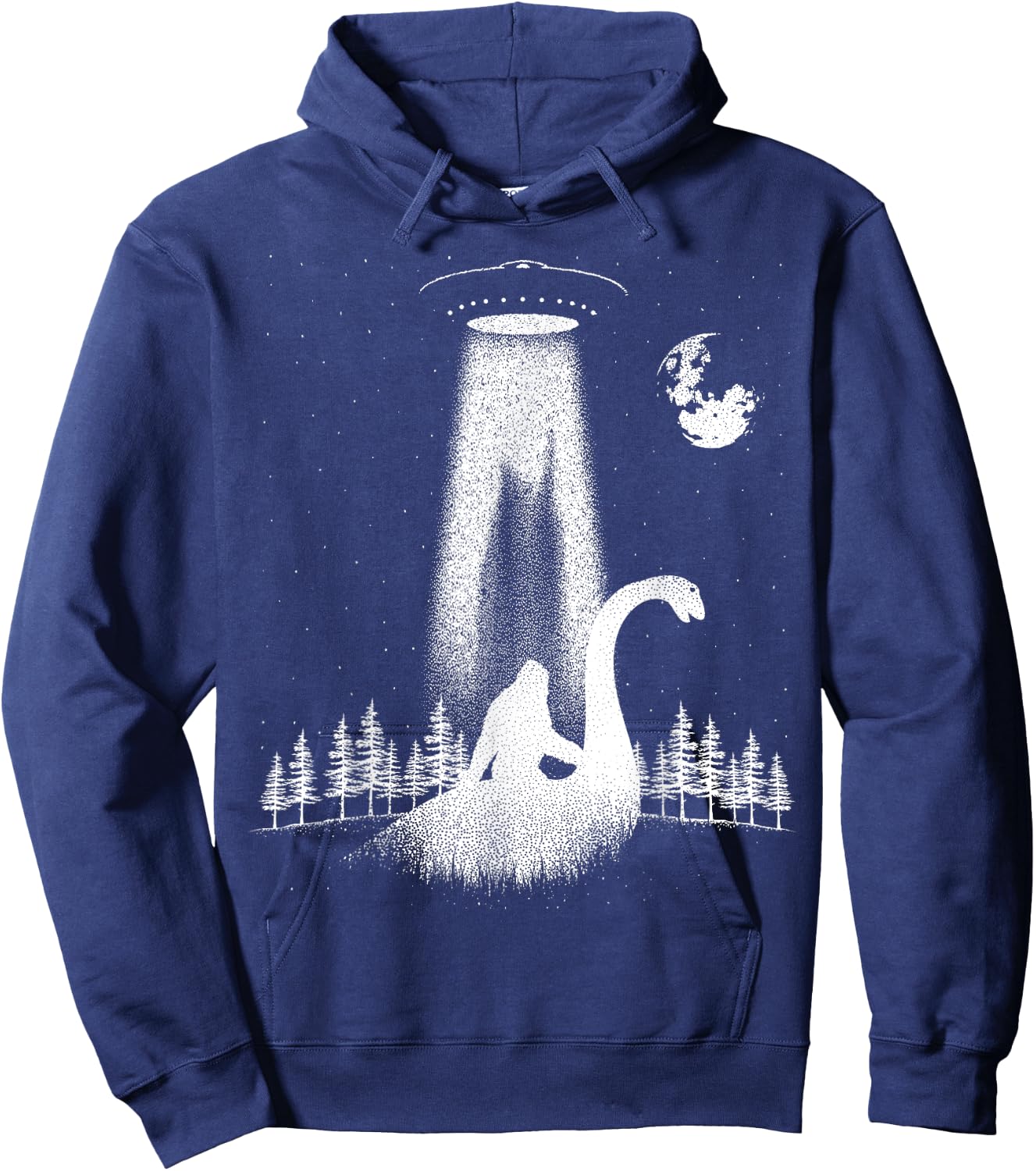 Bigfoot Riding Loch Ness Monster Nessie Funny Sasquatch Ufo Hoodie - Hoodie | Navy