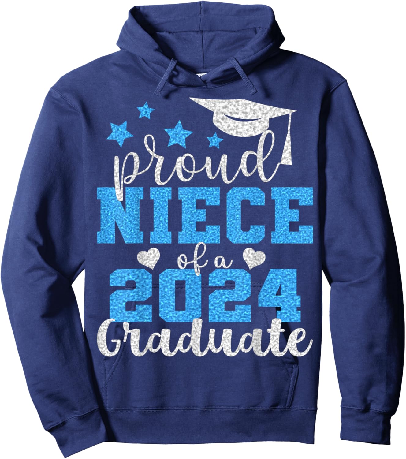 Super Proud Niece of 2024 Graduate Awesome Family College Hoodie - Hoodie | Navy
