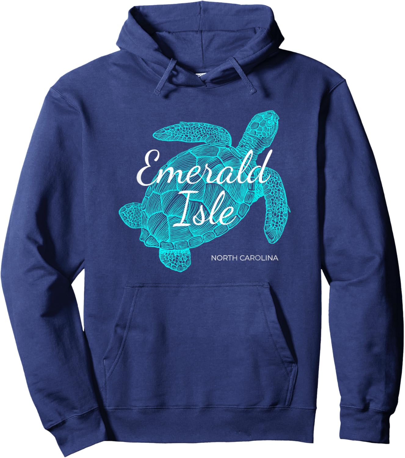 Emerald Isle North Carolina Vacation With A Turtle Graphic Hoodie - Hoodie | Navy