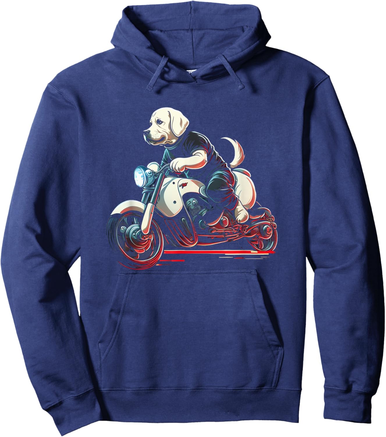 Dog rides motorcycle Labrador rides motorcycle Motorcyclist Women Kids Hoodie - Hoodie | Navy