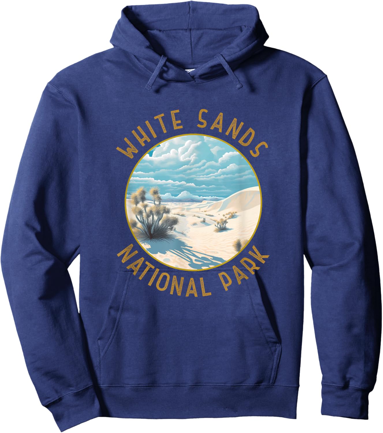 White Sands National Park Illustration Distressed Circle Hoodie - Hoodie | Navy