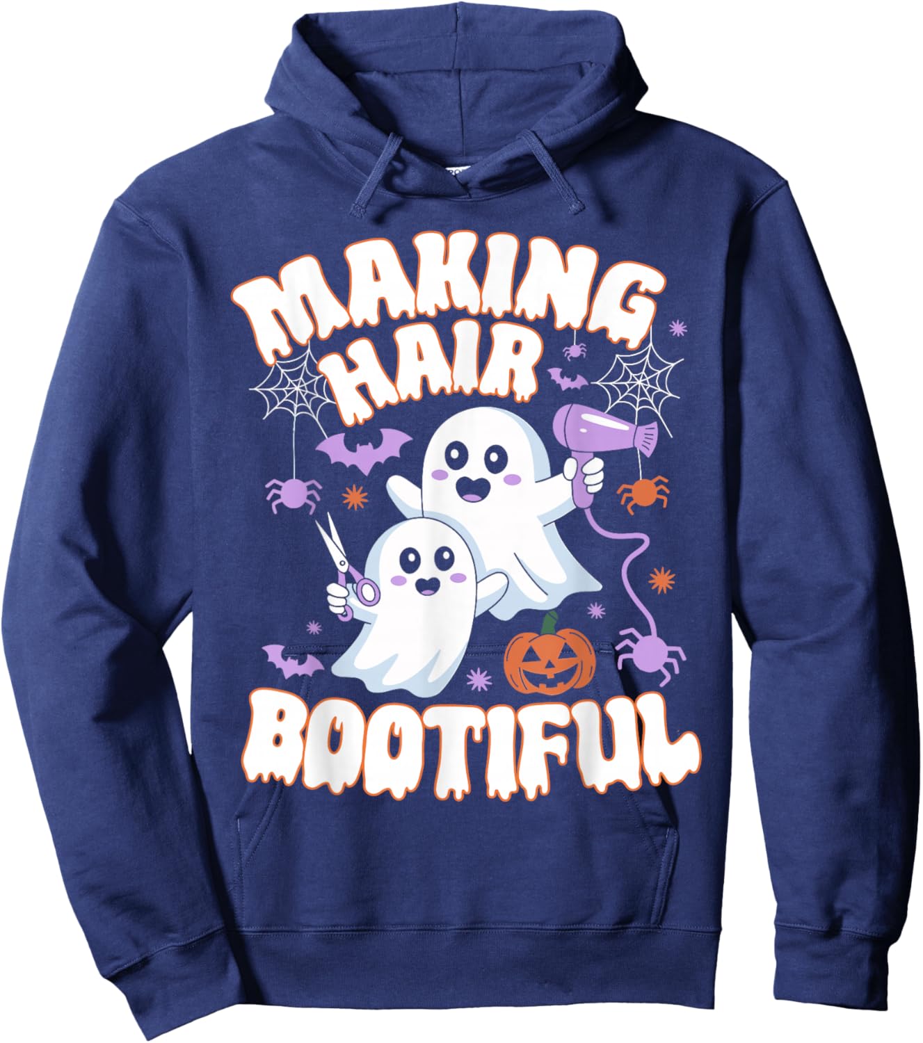Making Hair Bootiful Halloween Spooky Ghosts Hair Stylist Hoodie - Hoodie | Navy