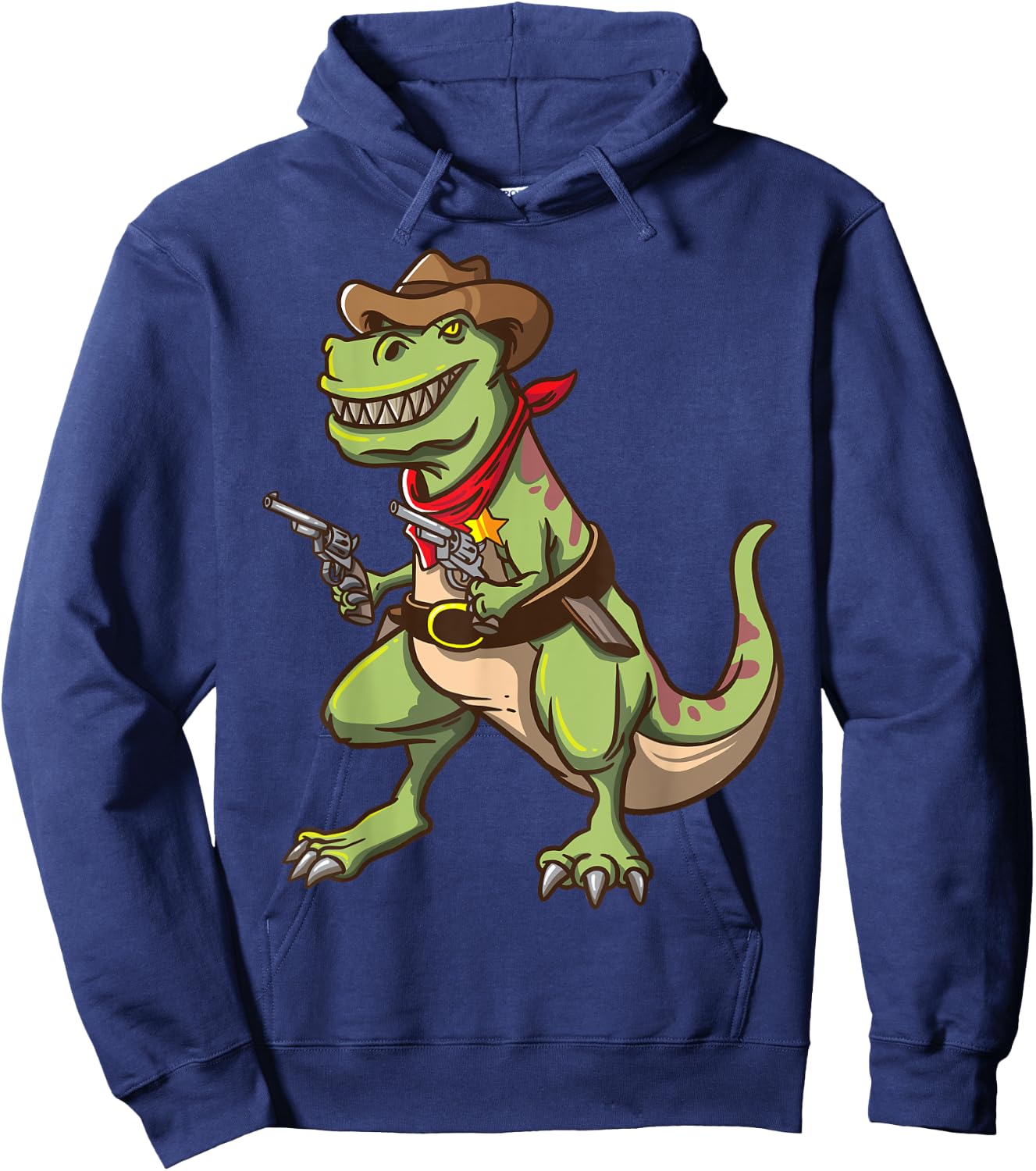 Cowboy T Rex Dinosaur Kids Shirt Wild West Country Boys Gift Hoodie - Hoodie | Navy