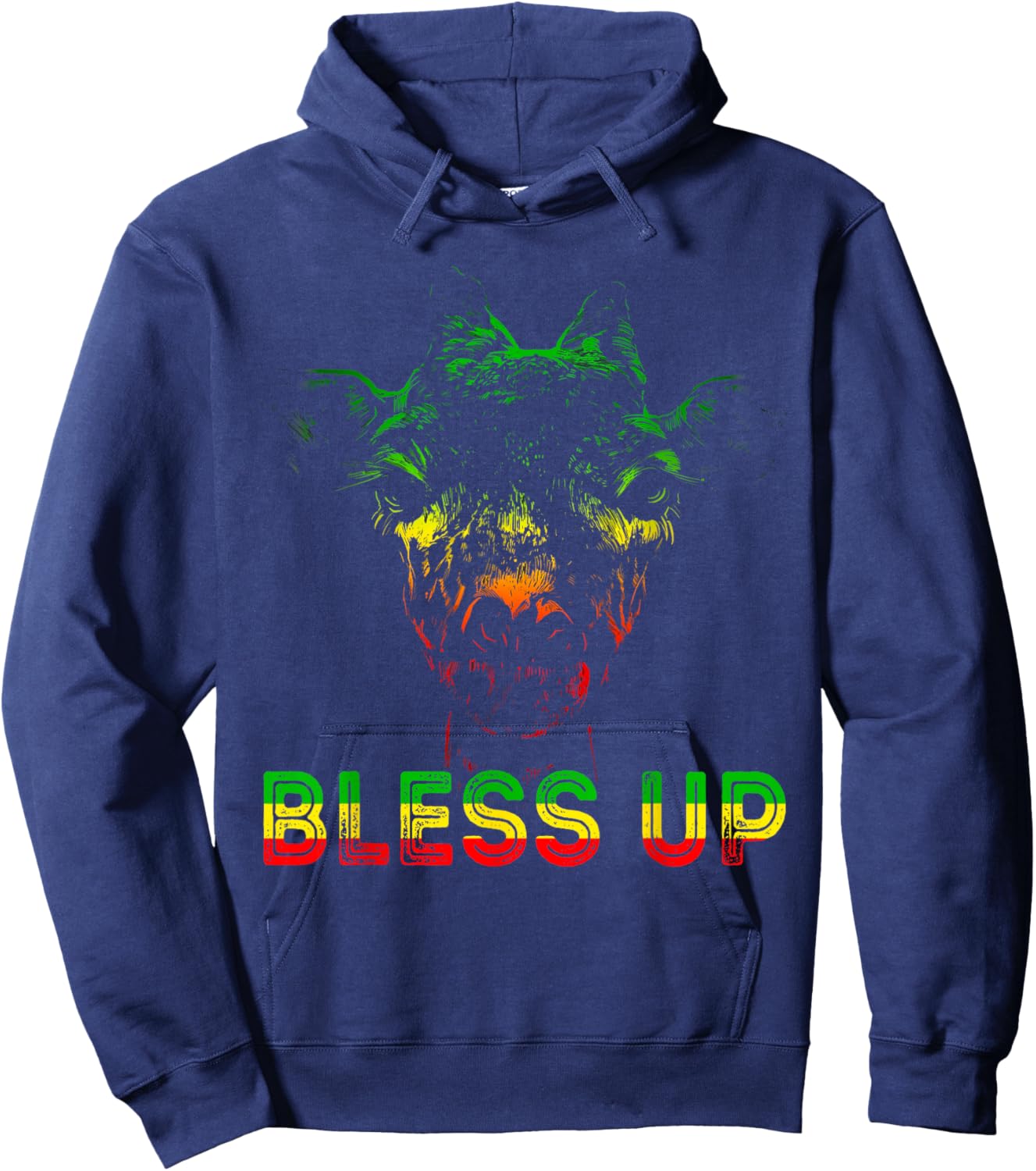 Rasta Reggae Giraffe Bless Up Reggae Flag Jamaica Rastafari Hoodie - Hoodie | Navy