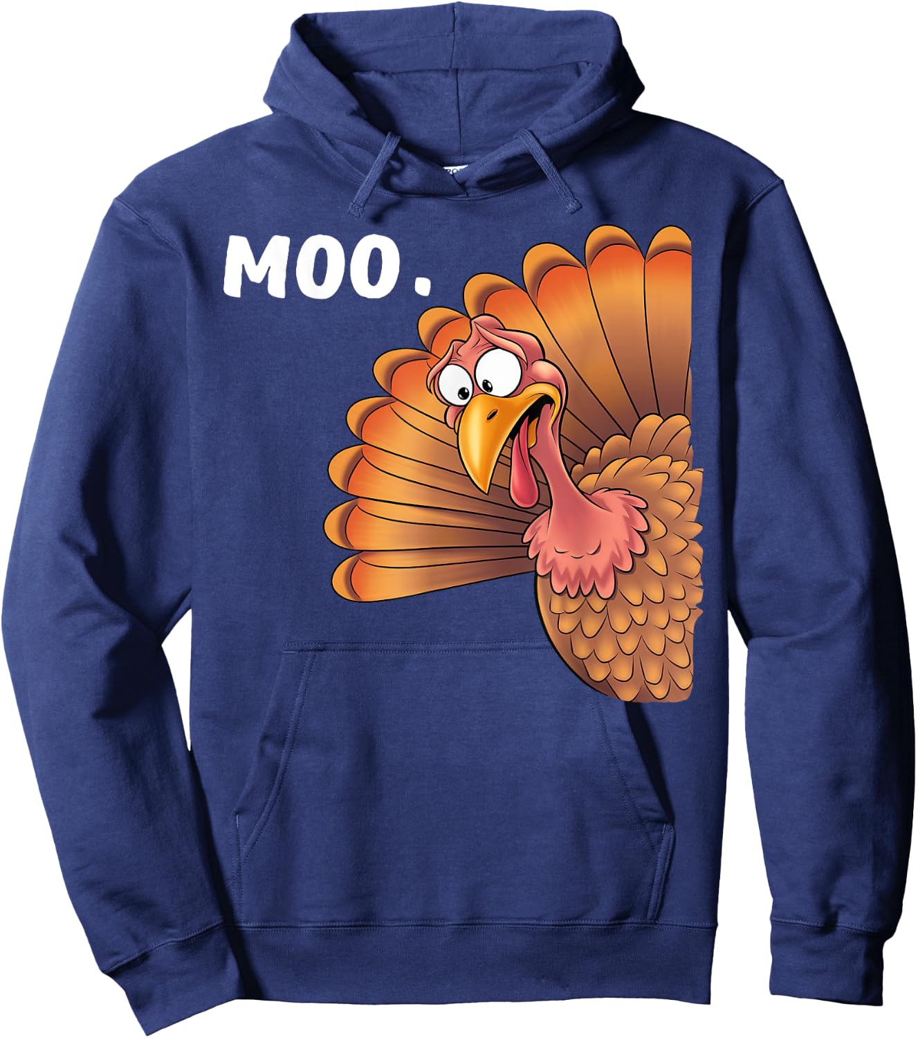 Turkey Moo Funny Thanksgiving Gifts Women Kid Boy Hoodie - Hoodie | Navy