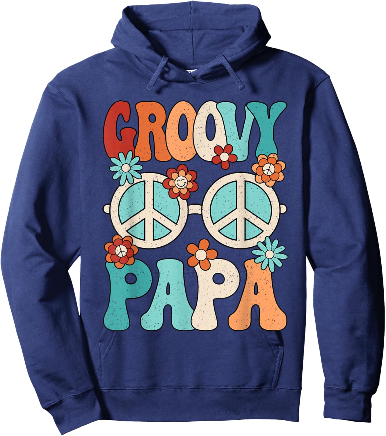 Groovy Papa Dad Hippie Peace Disco Men 60s 70s Party Outfit Hoodie - Hoodie | Navy
