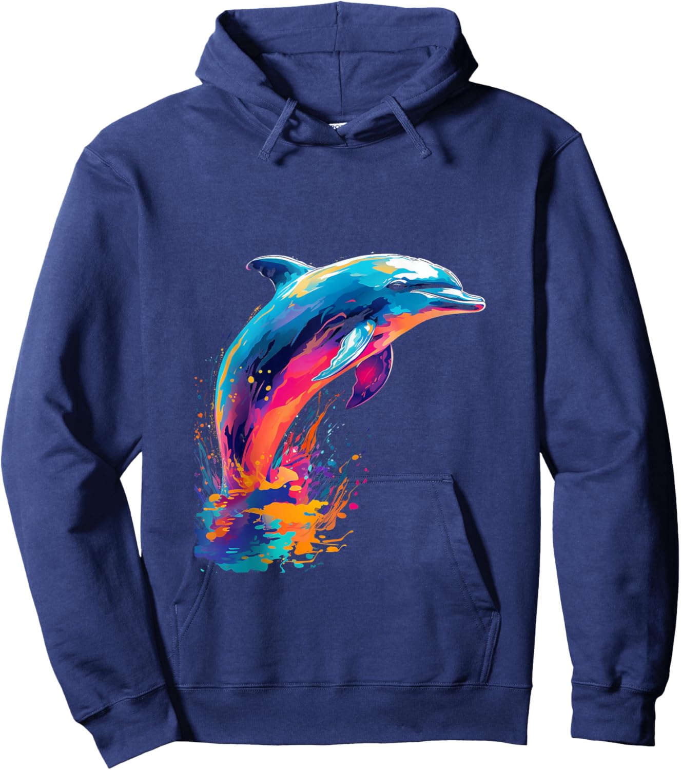 Dolphin Wildlife Colorful Design Dolphin Lover Wildlife Fish Hoodie - Hoodie | Navy