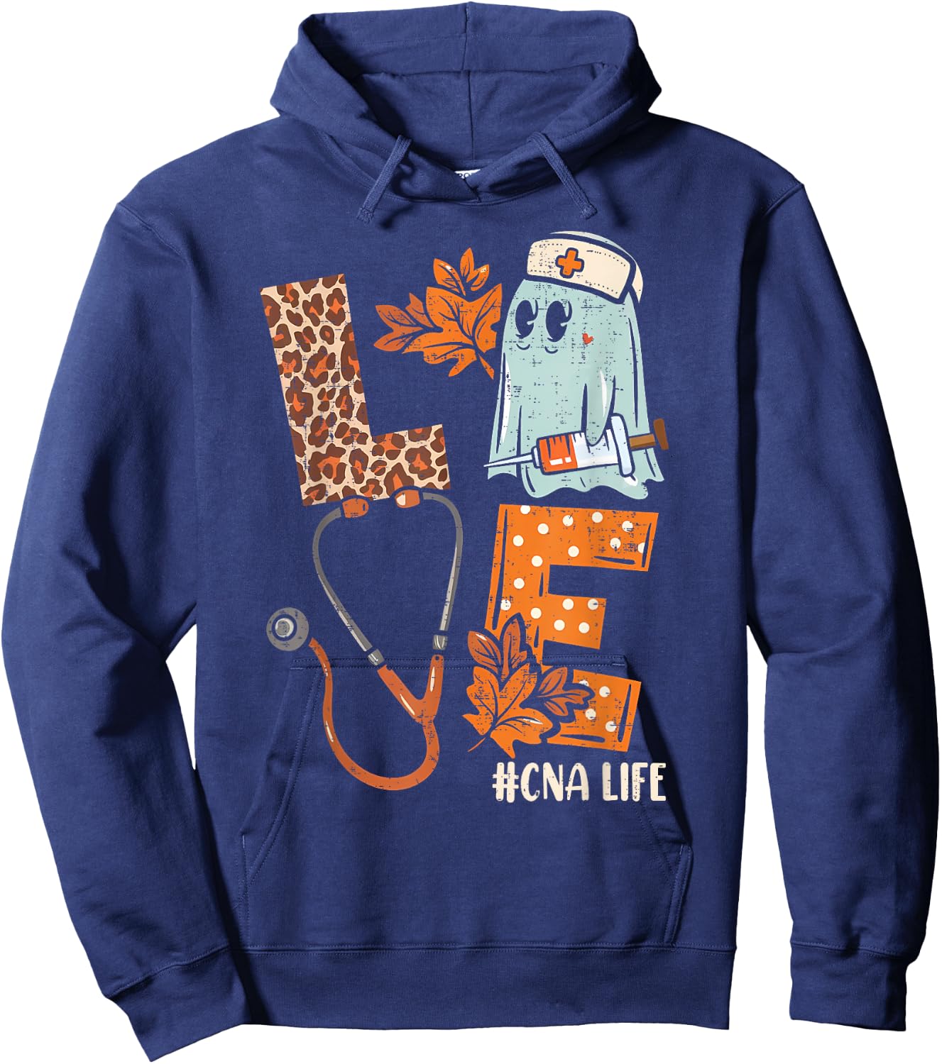 Halloween nurse assistant shirts LOVE CNA life Stethoscope Hoodie - Hoodie | Navy