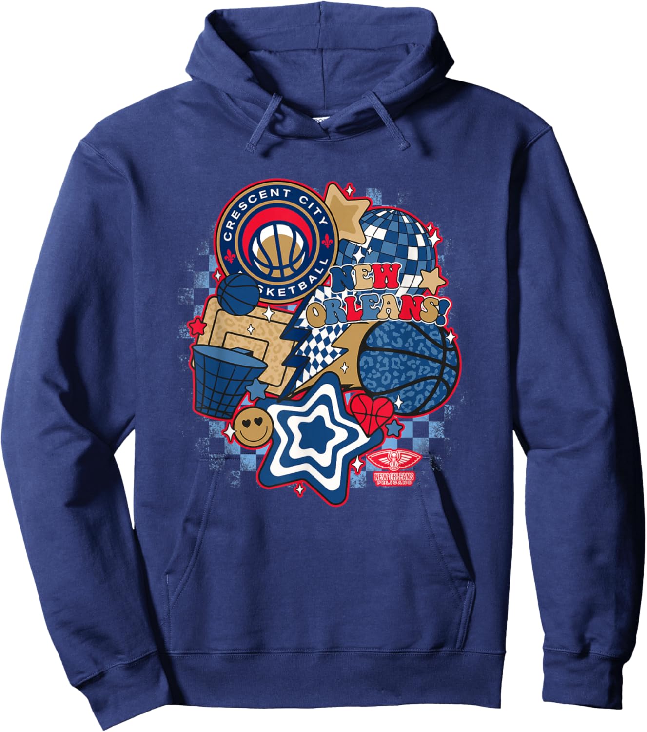 NBA New Orleans Pelicans Psychedelic Basketball Collage Hoodie - Hoodie | Navy