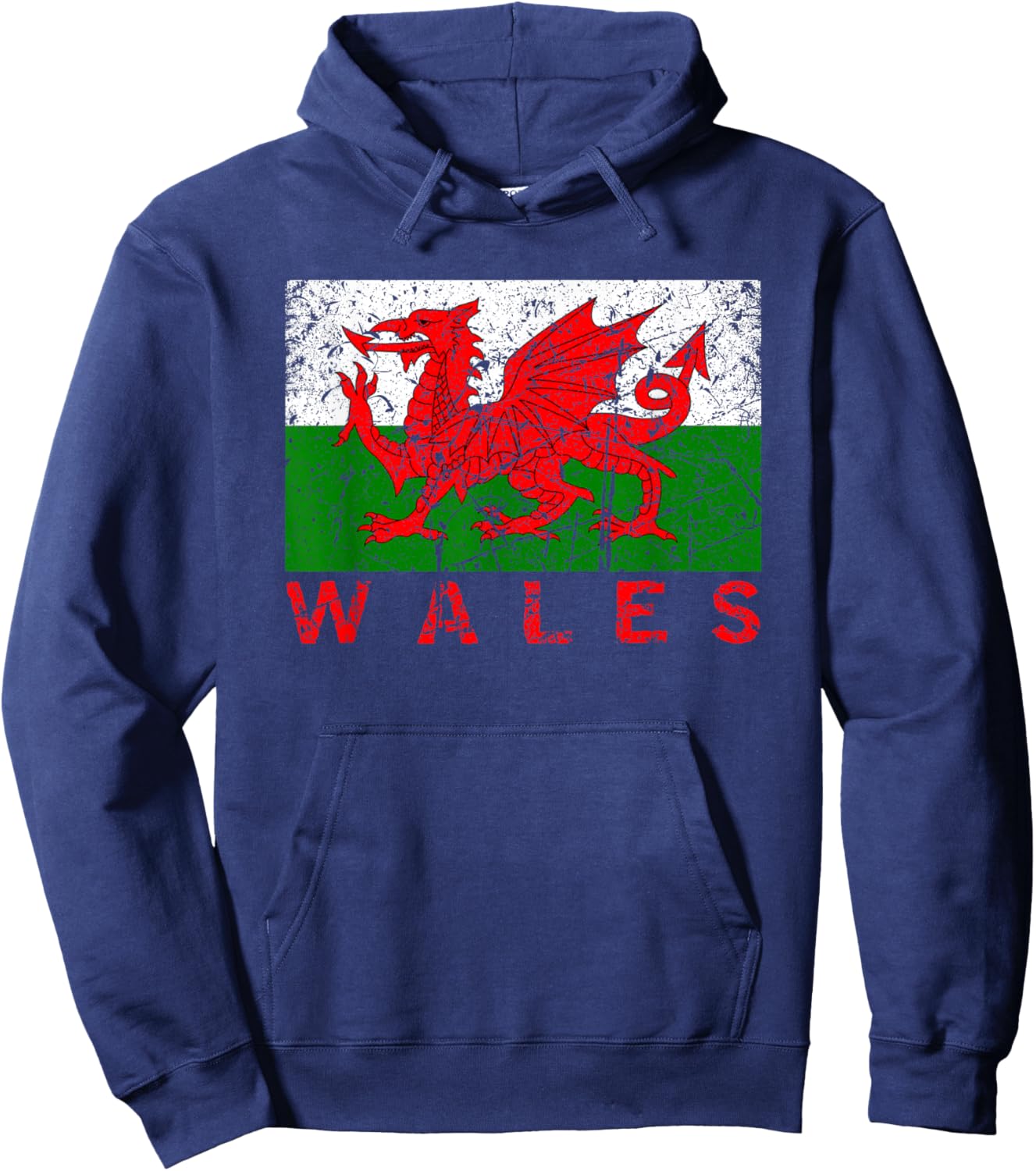 Wales Flag Wales Dragon Distressed Kids , Black, S Hoodie - Hoodie | Navy