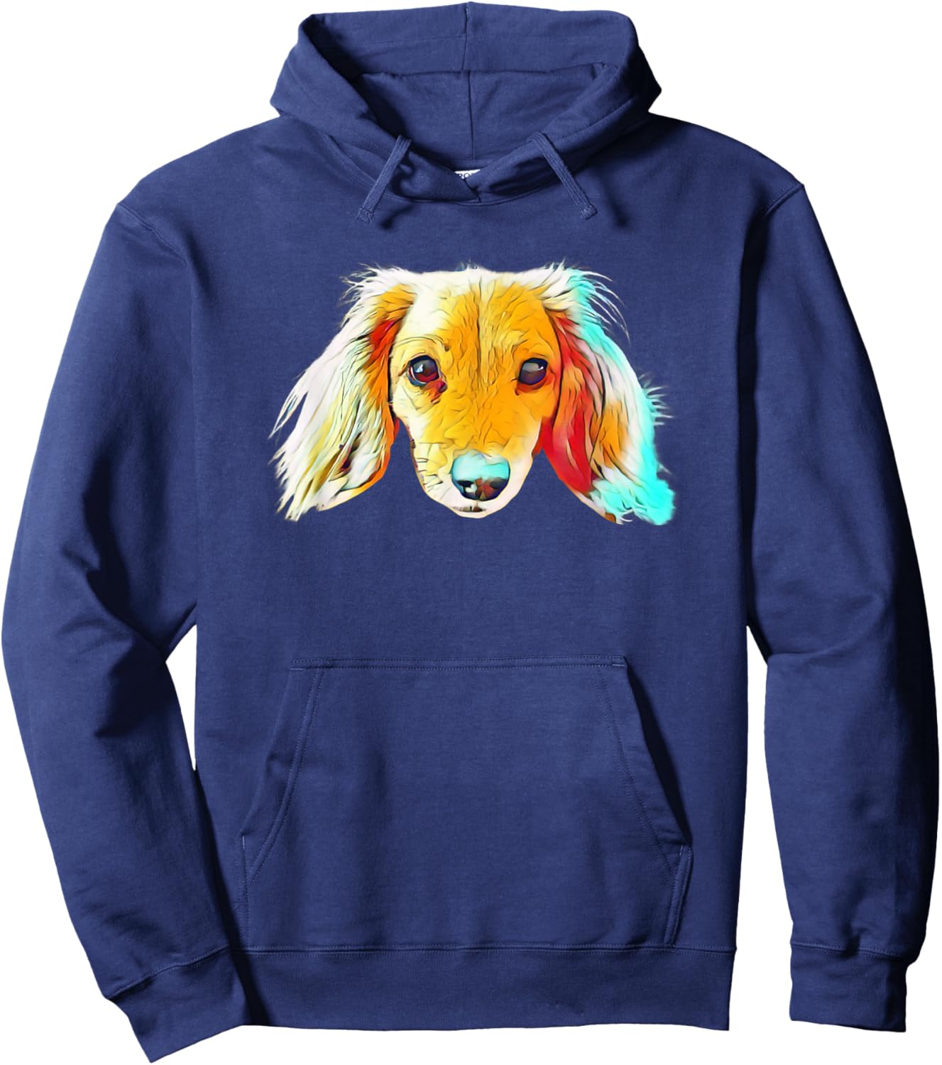 Colorful Cute Dachshund Dog Face - Adorable Dog - For Humans Hoodie - Hoodie | Navy