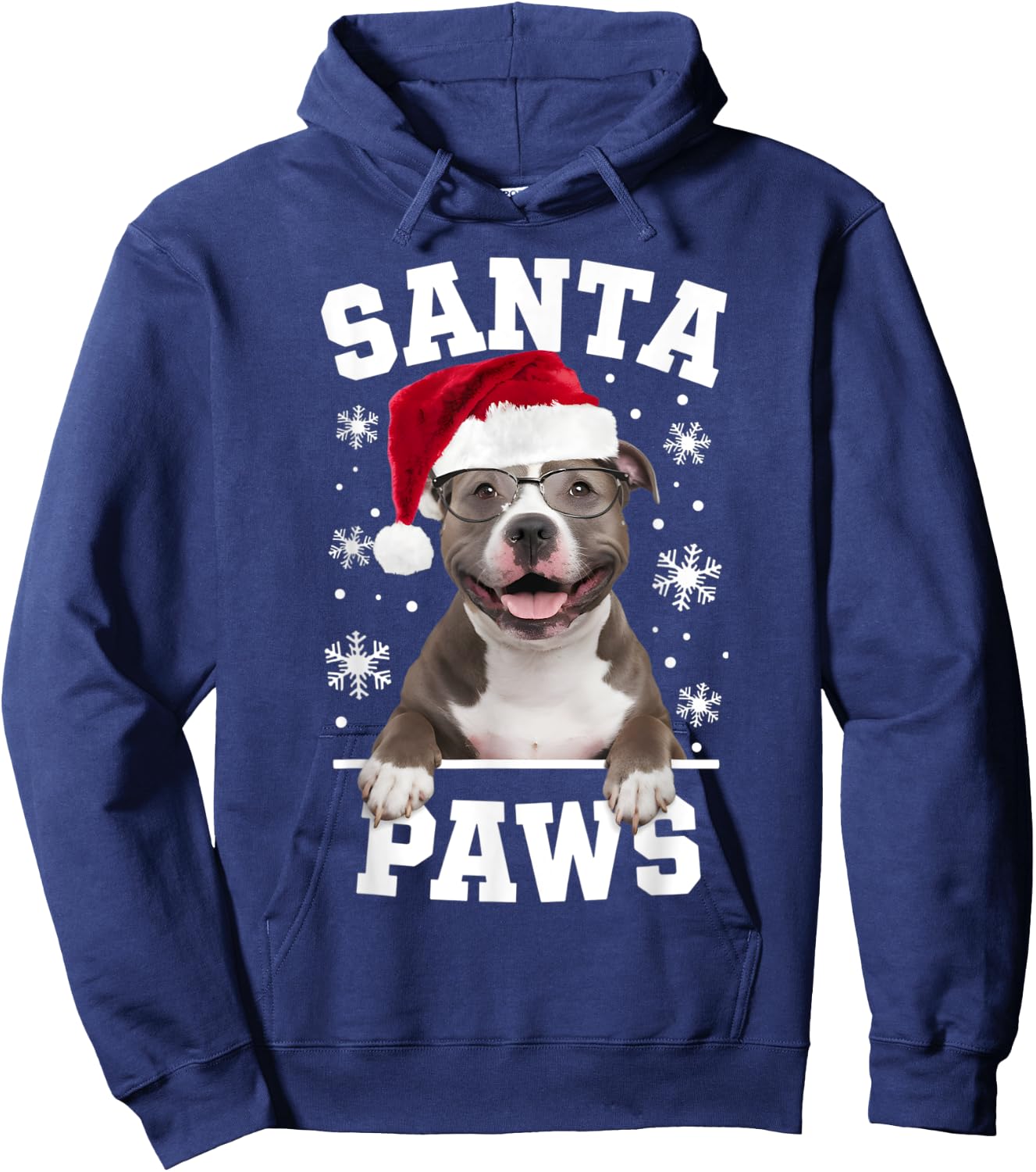 Santa Paws Pitbull Terrier Christmas Puppy Dog Lover Hoodie - Hoodie | Navy