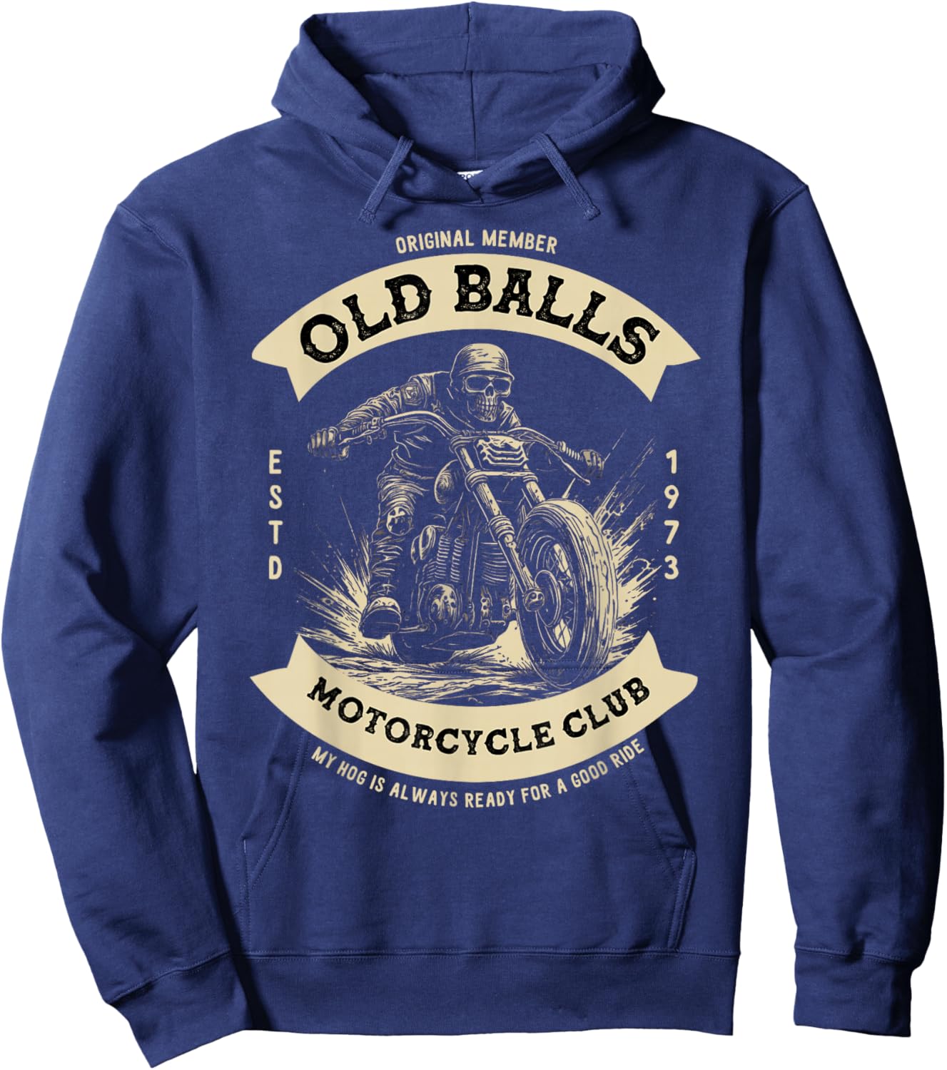 Funny 50th Birthday Vintage Motorcycle for Biker Dad Hoodie - Hoodie | Navy