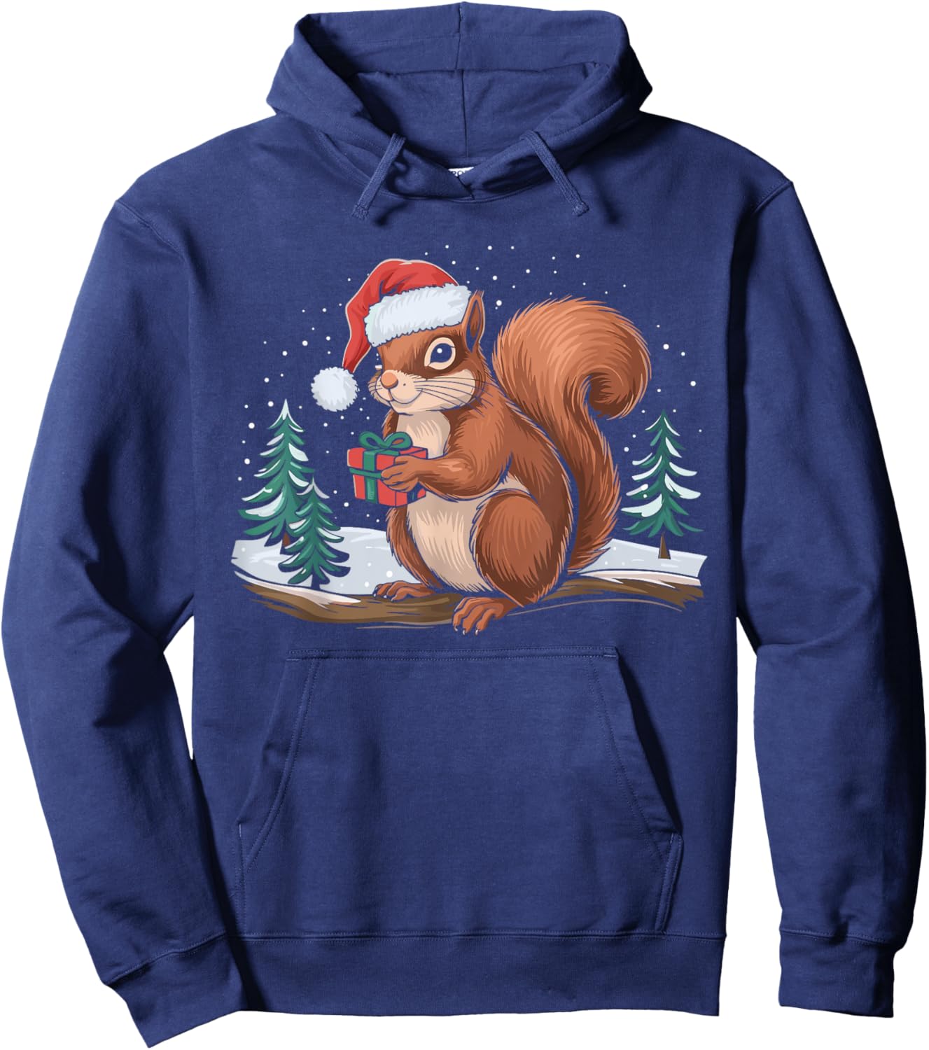 Squirrel Christmas Santa Hat Christmas Vacation Squirrel Hoodie - Hoodie | Navy
