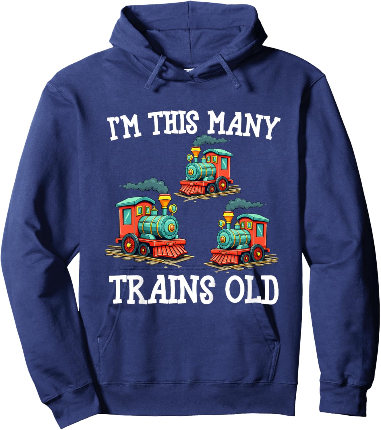 Kids 3 Year Old Boy Trains Birthday 3rd Birthday Locomotive Train Hoodie - Hoodie | Navy