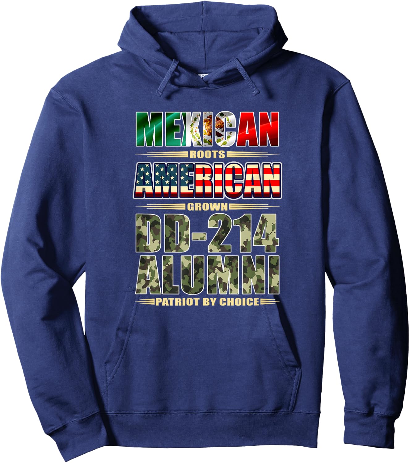 DD-214 Alumni American Mexican Veteran Flag Heritage Shirt Hoodie - Hoodie | Navy