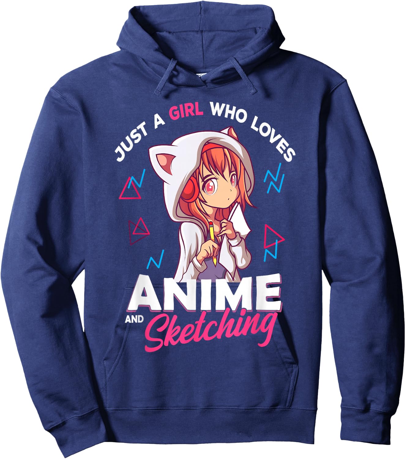 Just A Girl Who Loves Anime and Sketching Otaku Anime Merch Small Hoodie - Hoodie | Navy