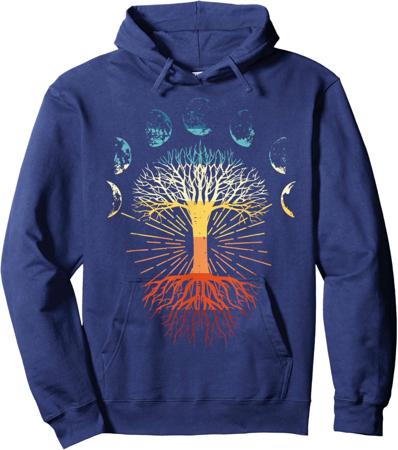 Tree Of Life Phases Of The Moon Retro Spiritual Men Women Hoodie - Hoodie | Navy