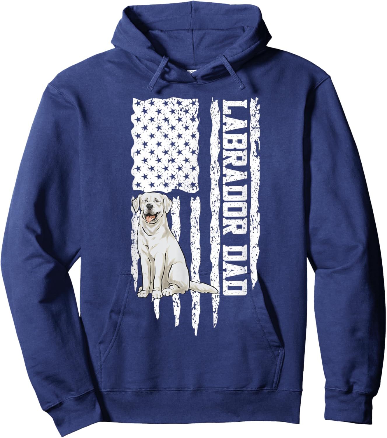 White Labrador Dad American Flag White Lab Hoodie - Hoodie | Navy