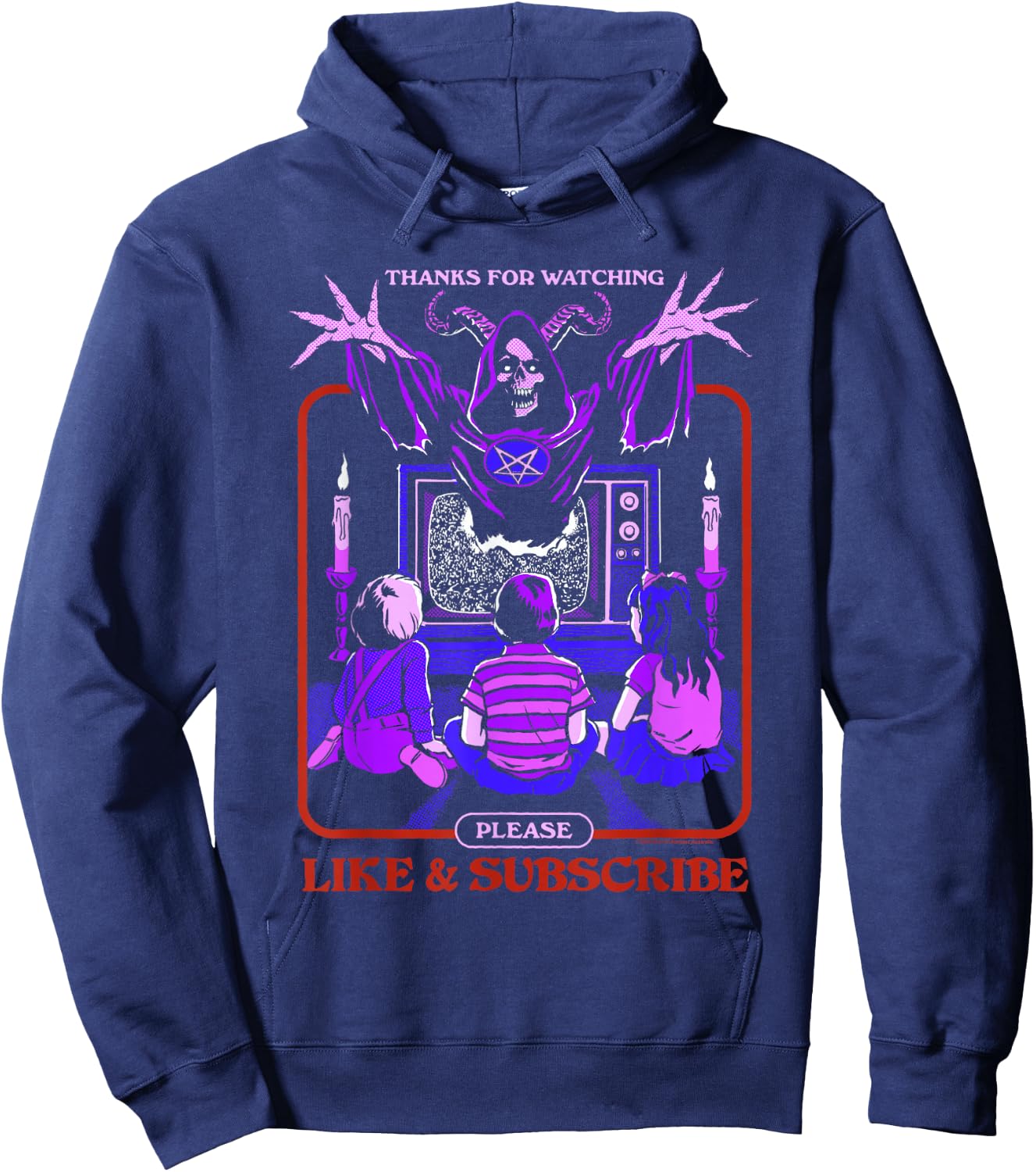 Steven Rhodes Demonic Like and Subscribe Cult Dark Humor Hoodie - Hoodie | Navy