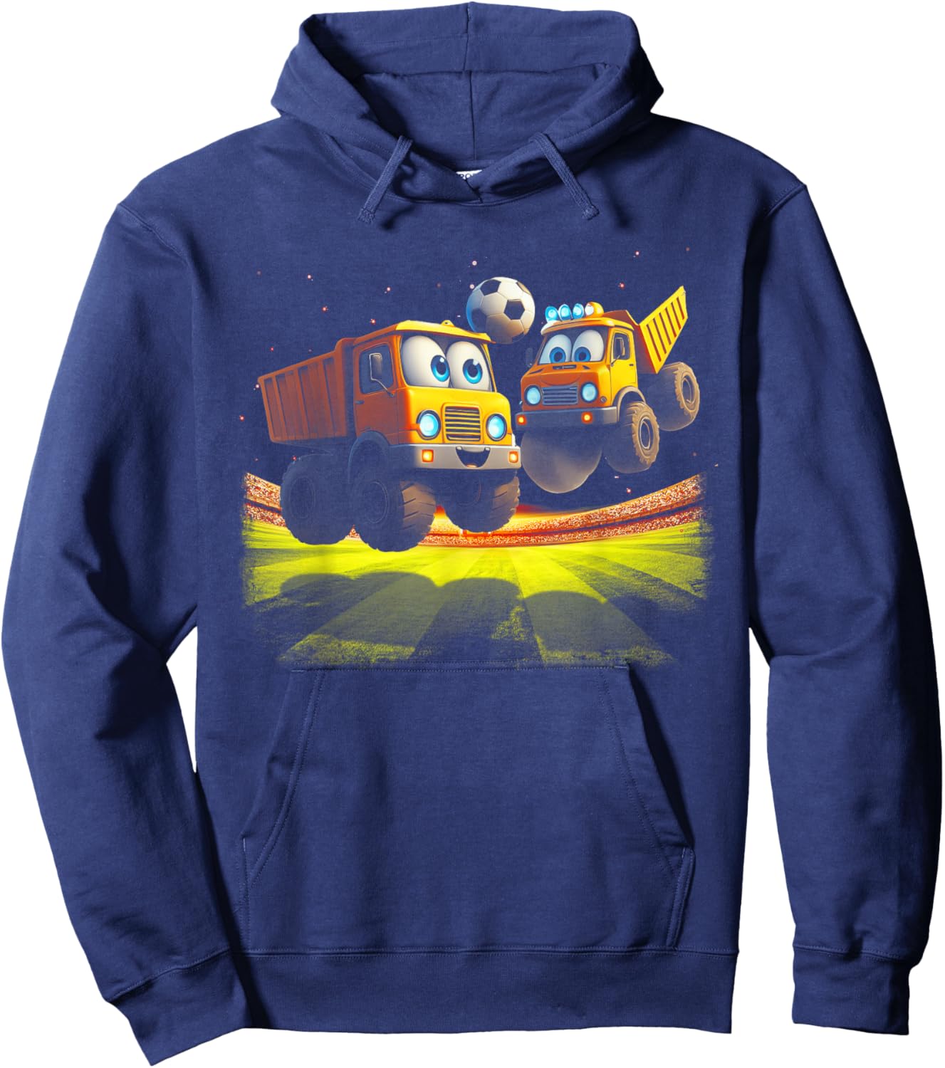 Soccer Ball Kids Football Construction Trucks Toddler Boys Hoodie - Hoodie | Navy