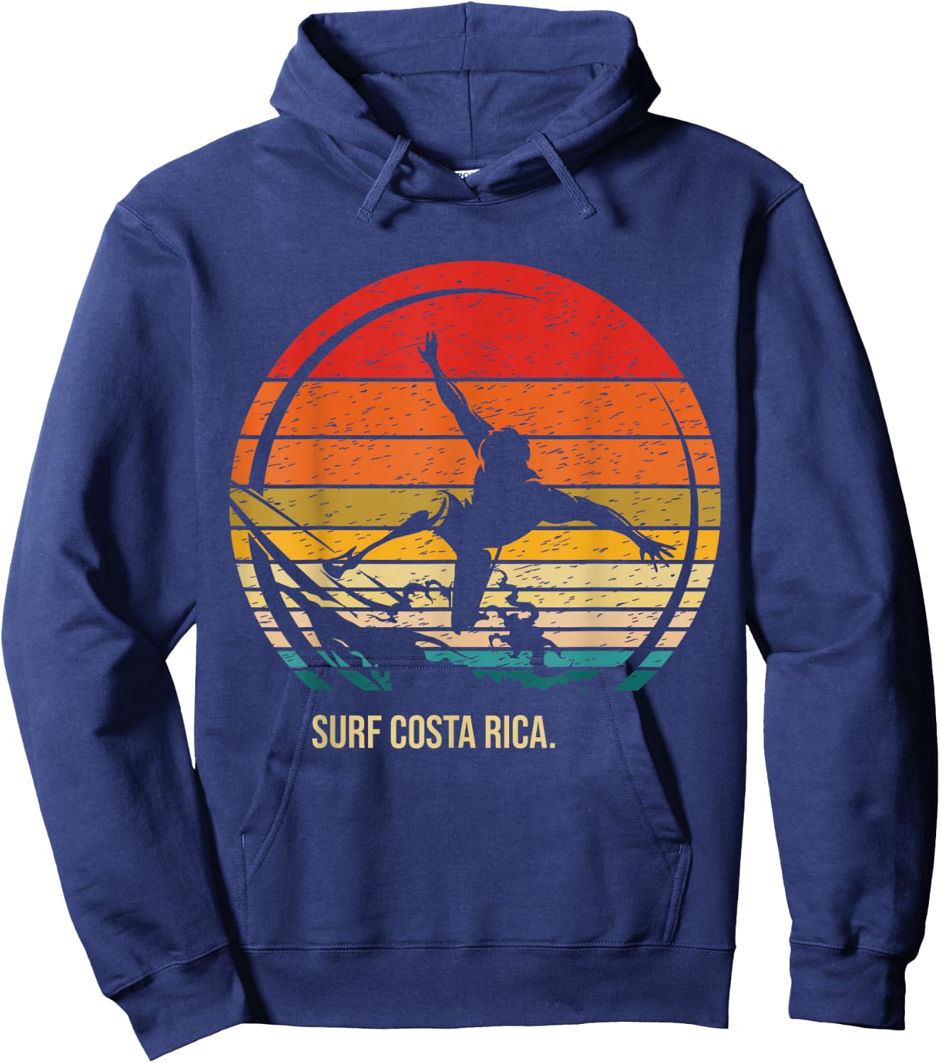Vintage Surf Costa Rica Retro Surfer Surfing Hoodie - Hoodie | Navy