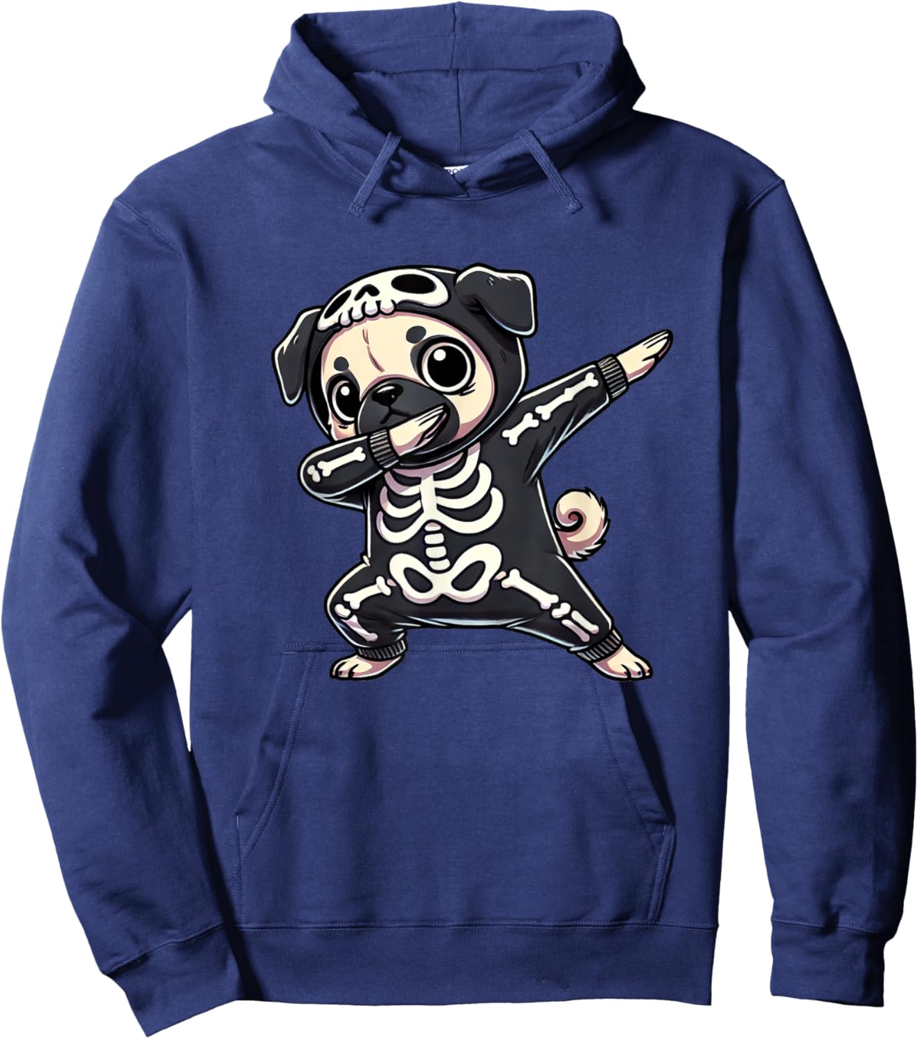 Pug Halloween Skeleton Cute Pug Kids Hoodie - Hoodie | Navy