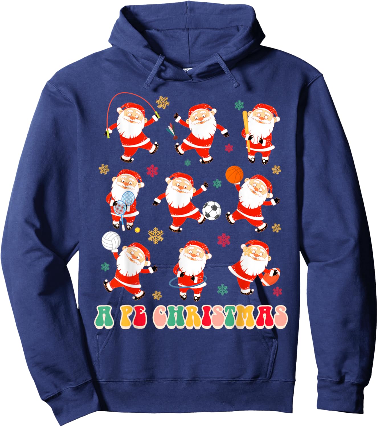 Funny Santa PE Teacher Christmas Xmas Vibes A PE Christmas Women Hoodie - Hoodie | Navy