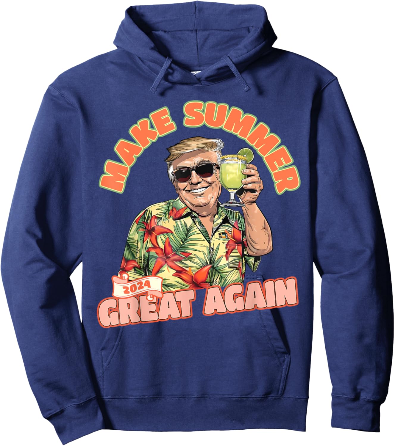 Make Summer 2024 Great Again Donald Trump Vacation Hawaii Hoodie - Hoodie | Navy