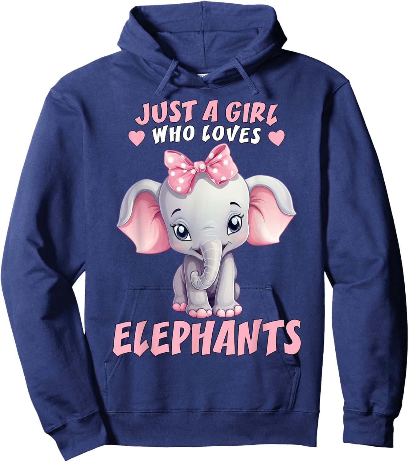 Just A Girl Who Loves Elephants Cute Pink Baby Elephant Calf Hoodie - Hoodie | Navy
