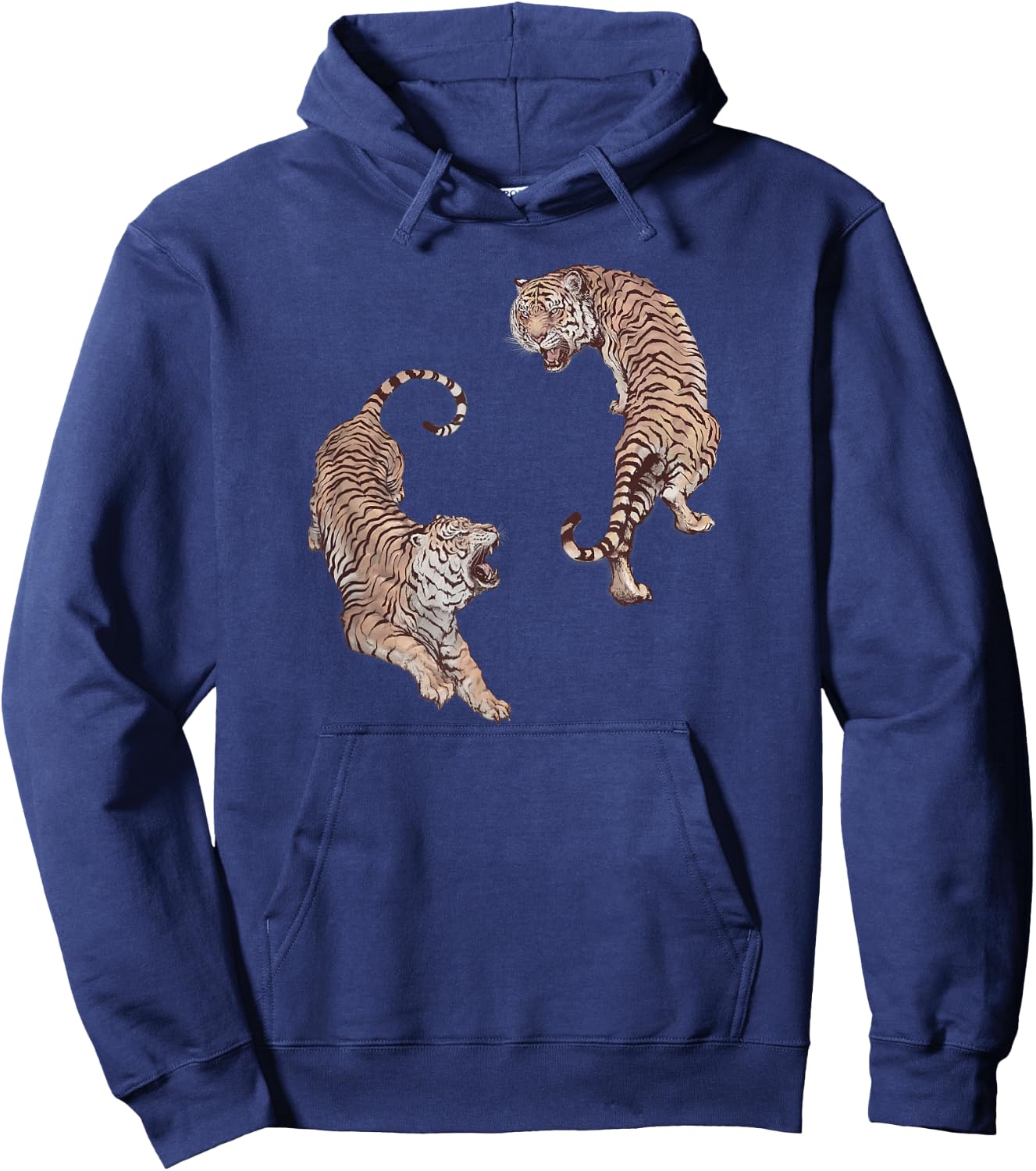 Vintage Tiger Graphic, Chinese Tiger Aesthetic, Yin and Yang Hoodie - Hoodie | Navy