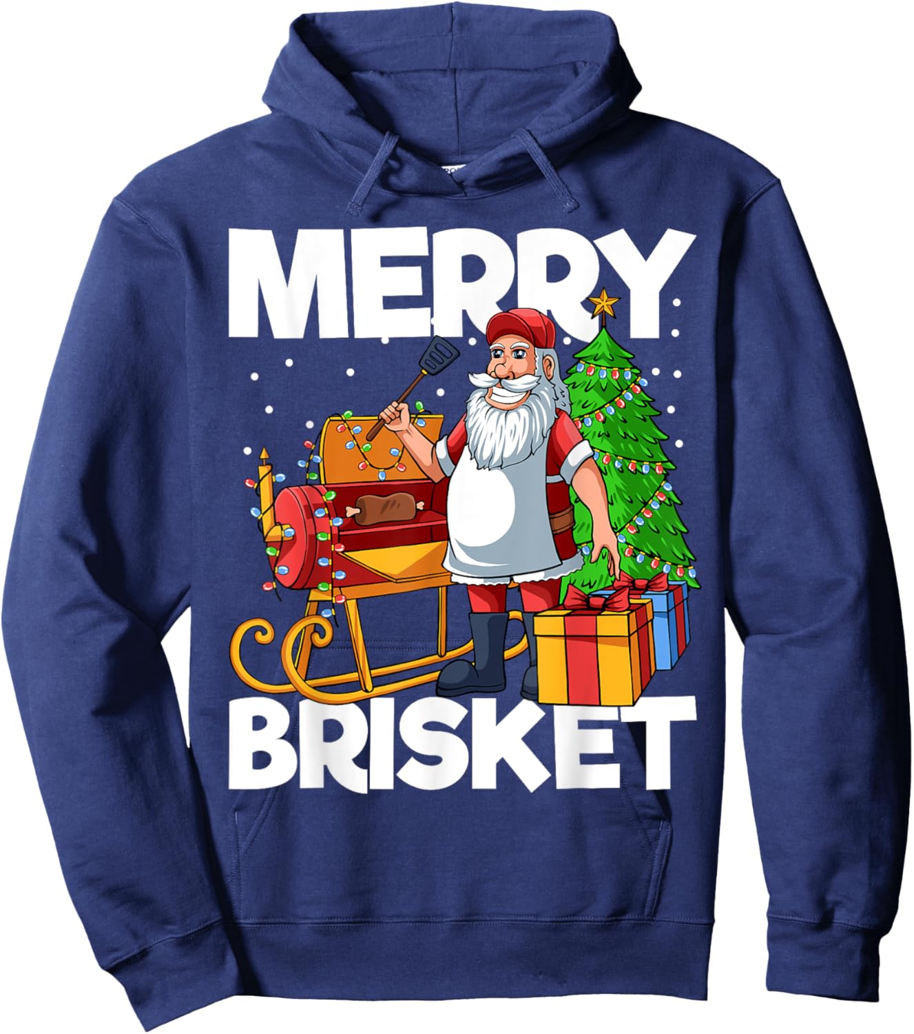 Merry Brisket Christmas in July Santa BBQ Smoker Smoking Hoodie - Hoodie | Navy