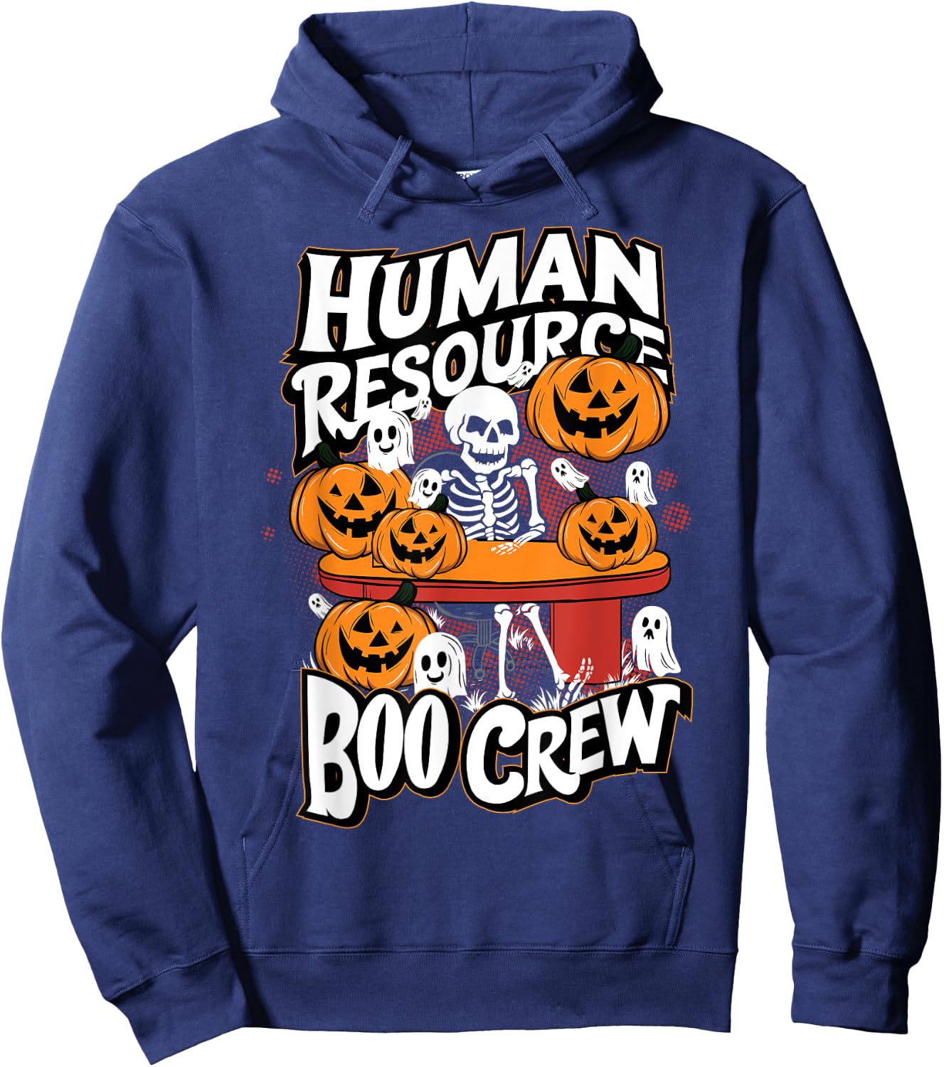 HR Boo Crew Halloween Ghost Trick Treat Squad Team Hoodie - Hoodie | Navy