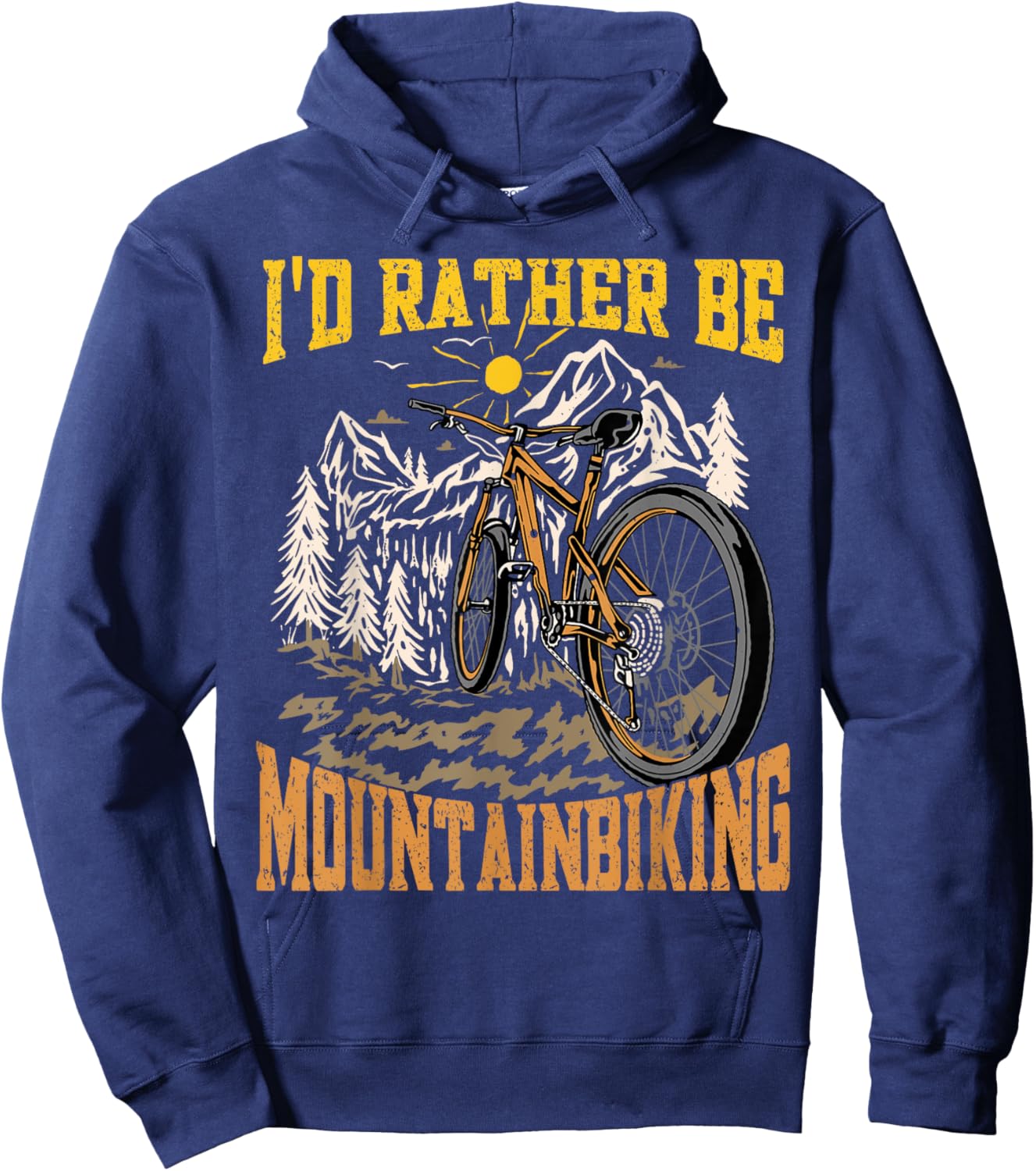 I'd Rather Be Mountain Biking Funny Mountain Bike Hoodie - Hoodie | Navy