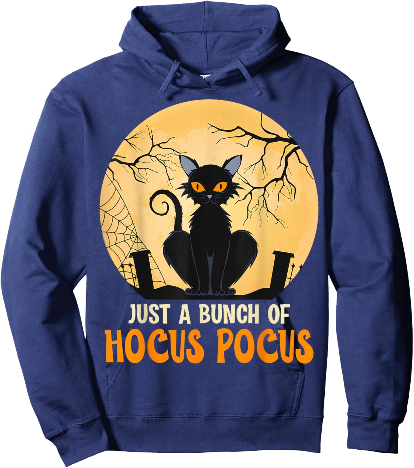 just a bunch of hocus pocus, Cat with Halloween autumn Hoodie - Hoodie | Navy