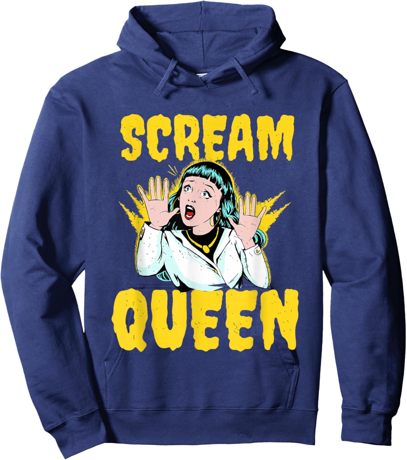 Scream Queen Saying Woman Screaming Cinema Slasher Horror Hoodie - Hoodie | Navy