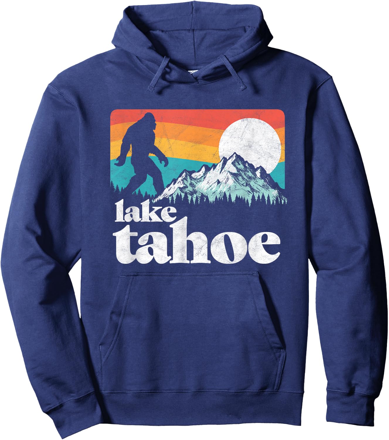 Lake Tahoe Retro Bigfoot Mountains Vintage Graphic Hoodie - Hoodie | Navy
