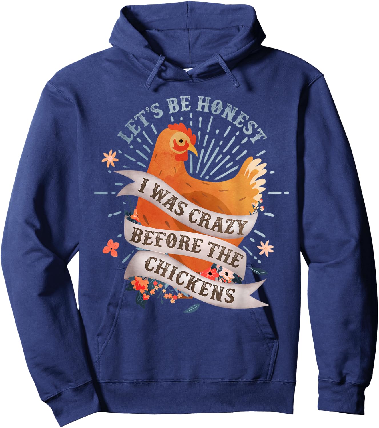 Funny I Was Crazy Before the Chickens Farmer Hoodie - Hoodie | Navy