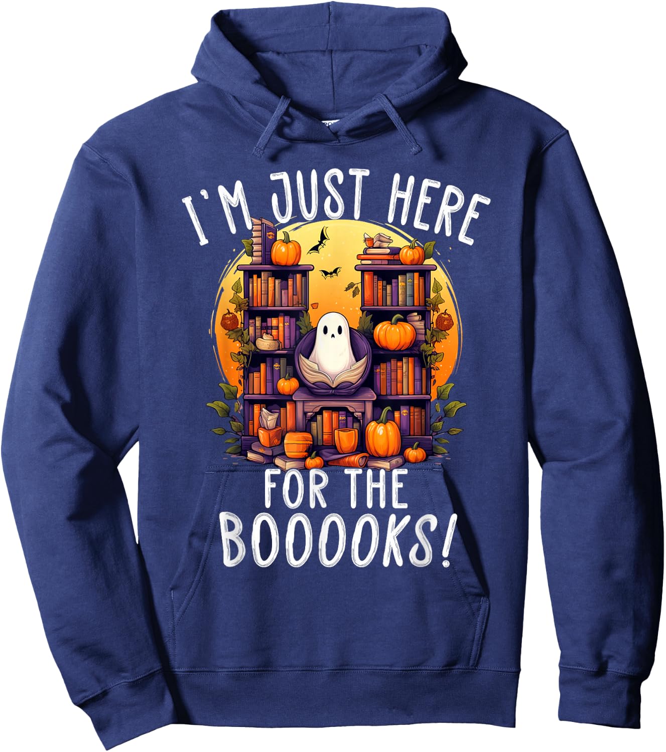 I'm Just Here For the Books - Fun Library Halloween Boo Pun Hoodie - Hoodie | Navy