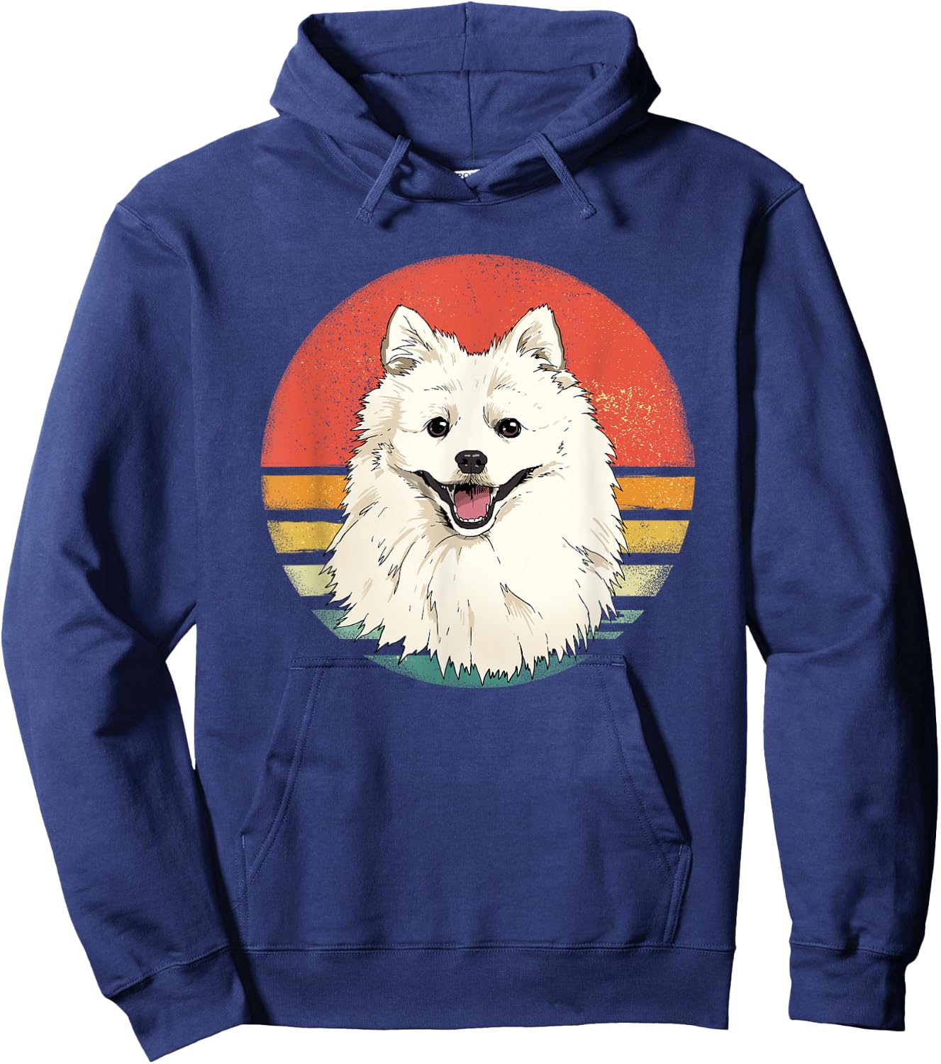 Retro American Eskimo Spitz Dog Animal Face Puppy Dog Lover Women Girls Kids Hoodie - Hoodie | Navy